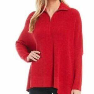 NEW Size XXS/XS Women's Tommy Bahama Shimmer Bonita Zip Poncho Sweater Tango Red